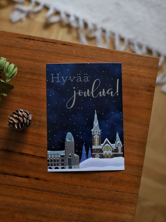 Joulukortti, Joensuun kirkko ja kaupungintalo